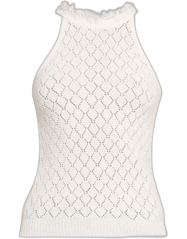 Fringe Collar Sleeveless Sweater