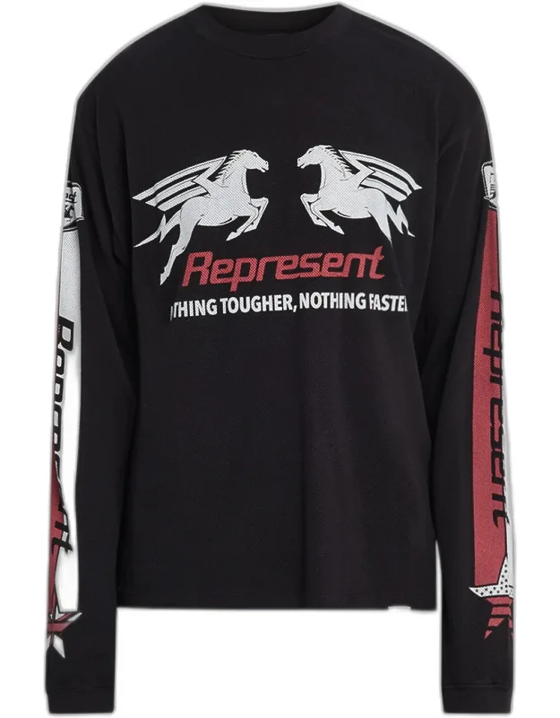 Mesh Pegasus Cotton Long-sleeve T-shirt