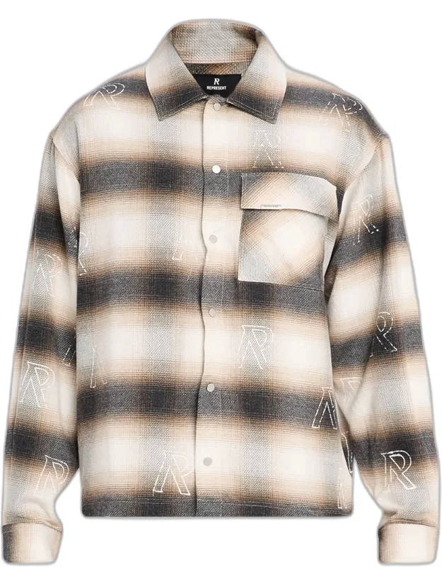 All-over Initial Flannel Snap-front Shirt