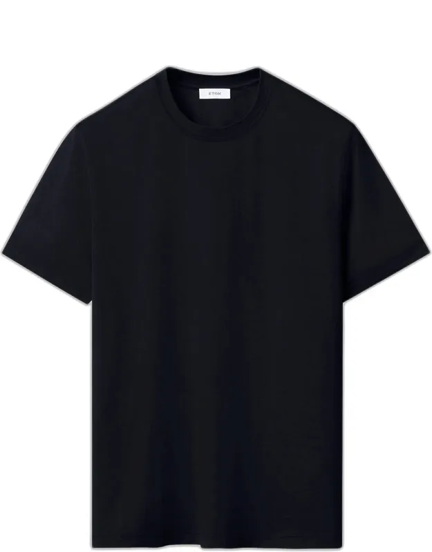 Cotton And Silk Solid Crewneck T-shirt