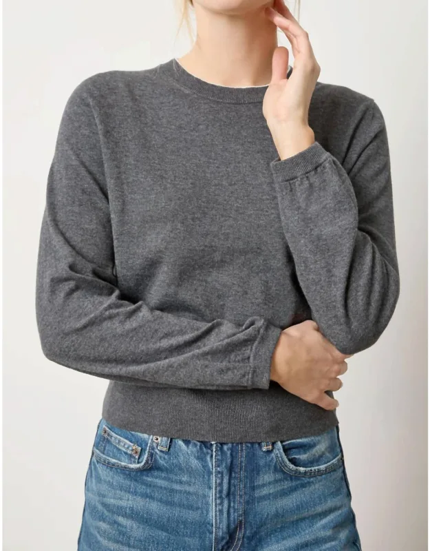 Pleated Sleeve Crewneck Sweater