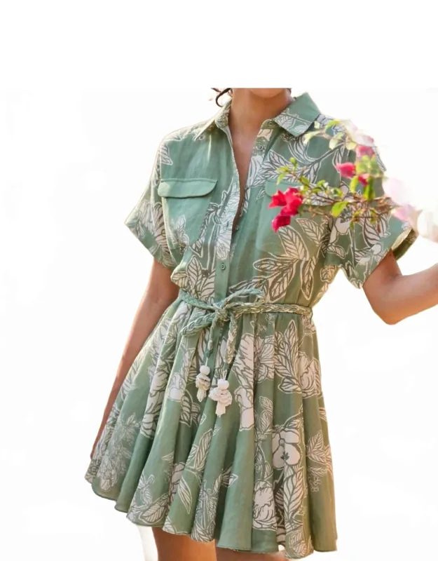 Short Dress With Tie Up Belt