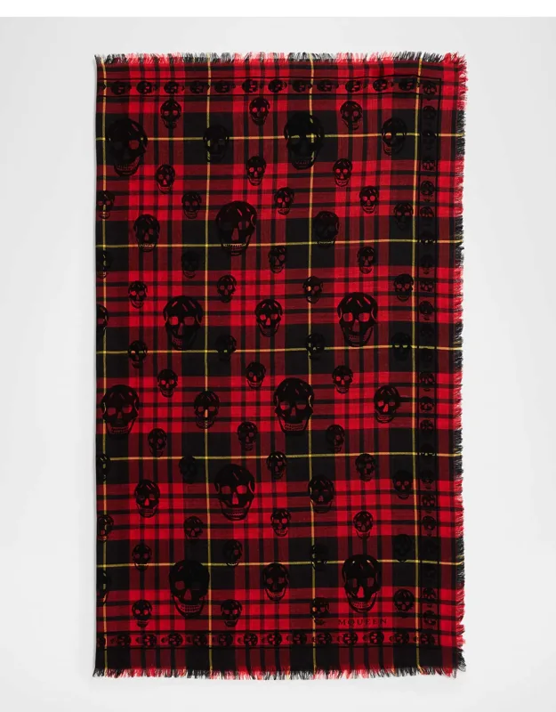 Tartan Skull Silk-blend Scarf