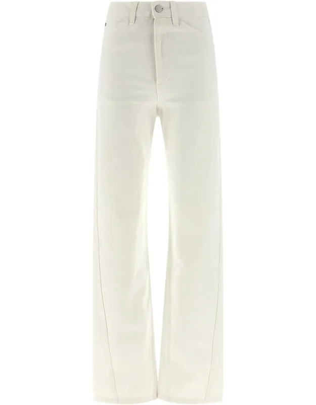Lemaire Twisted High Waist Straight Leg Cotton Denim Pants