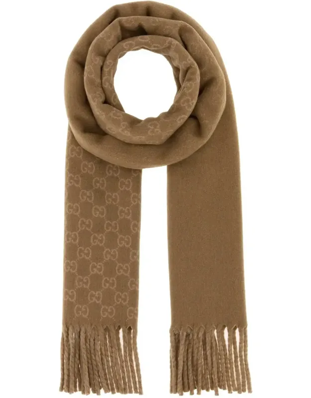Embroidered Wool Blend Scarf