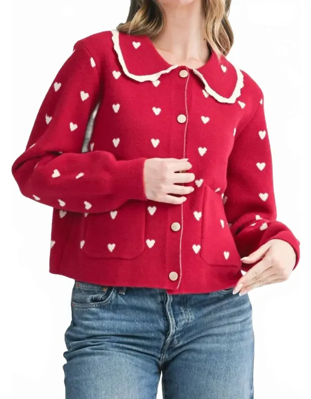 Heart Pointelle Peter Pan Cardigan