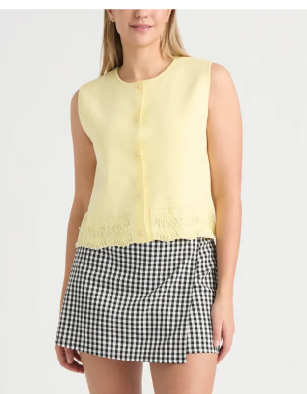 Sweater Knit Vest With Pearl Detailing