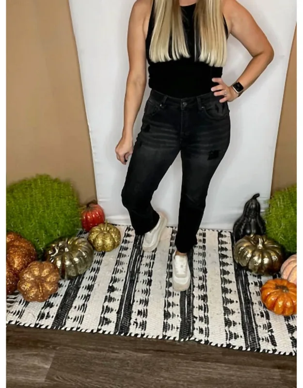 Mid Rise Uneven Hem Jeans