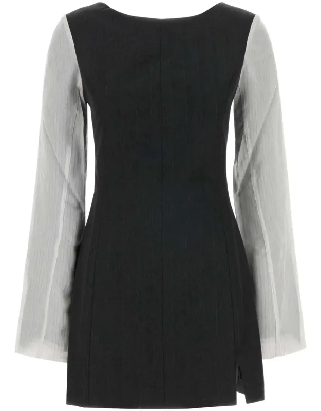 Embroidered Twill Mini Dress
