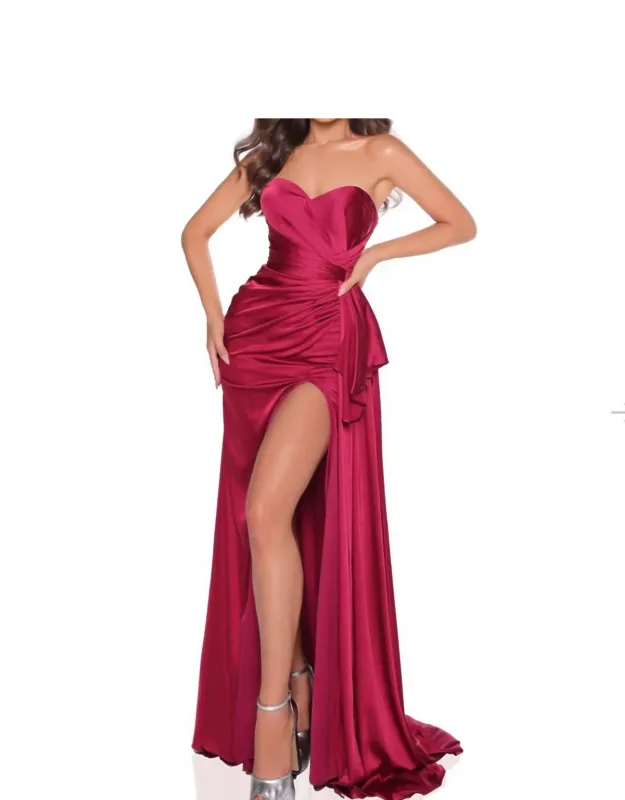 Ruched Bodice Satin Dress
