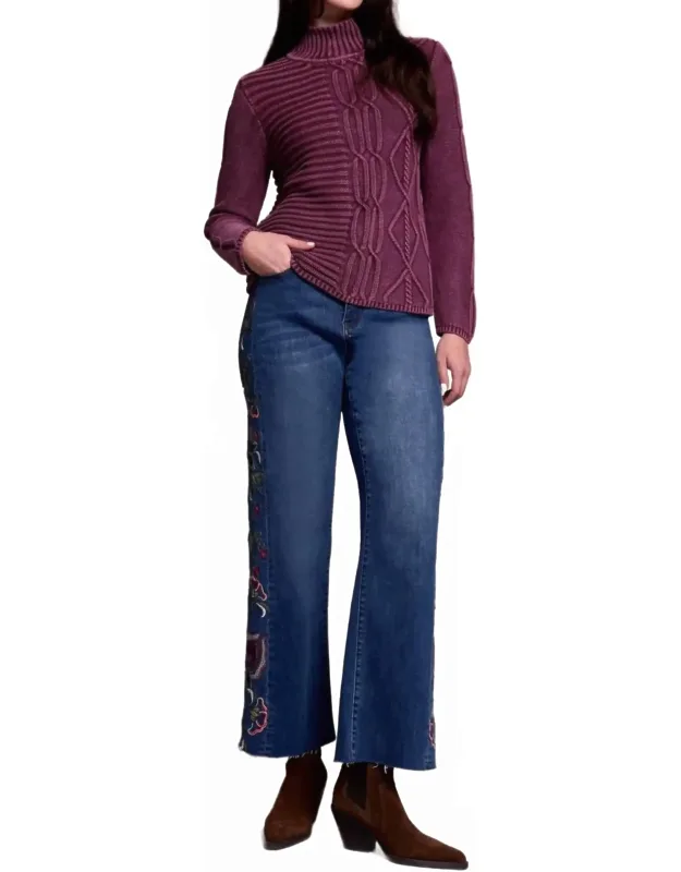 Acid Wash Mock Neck Sweater