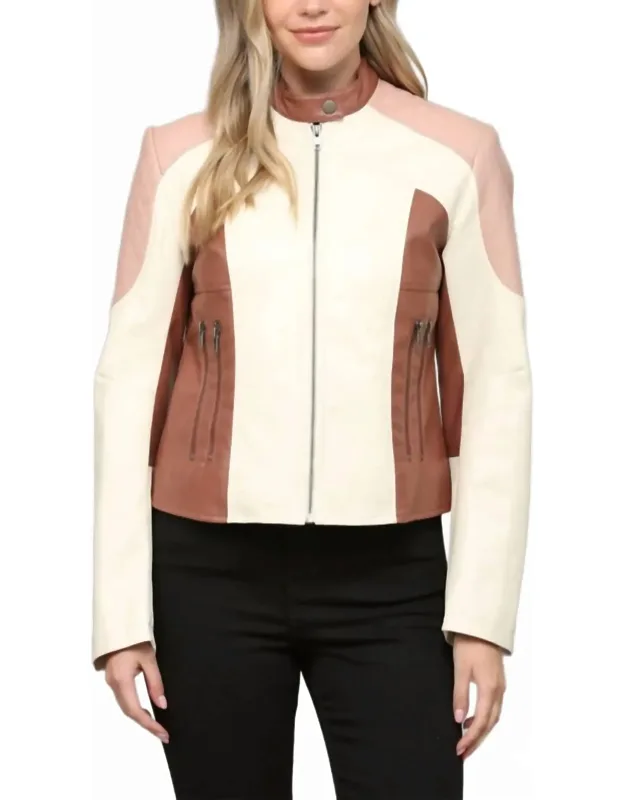 Color Block Faux Leather Jacket