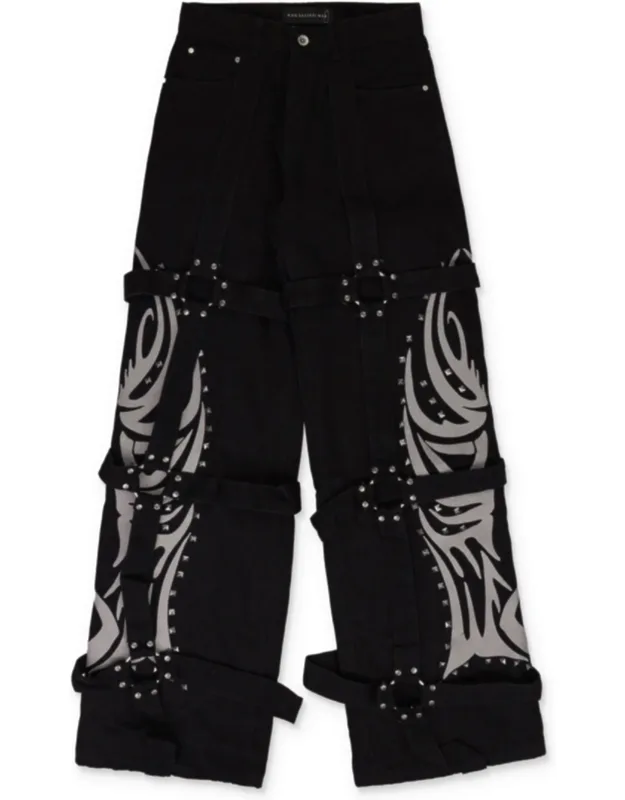 Winged Logo Bondage Straight-fit Jeans