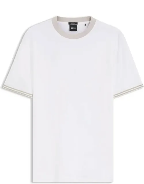 Contrast-tipping Slim-fit T-shirt In Cotton With Structured Collar