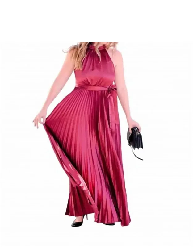 Pleated Halter Maxi Dress