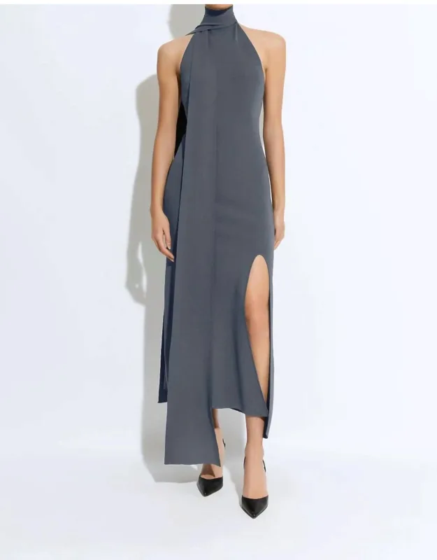 Matte Viscose Halterneck Dress