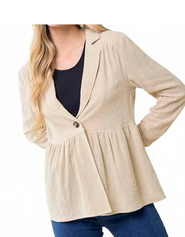 Shirred Gauze Blazer