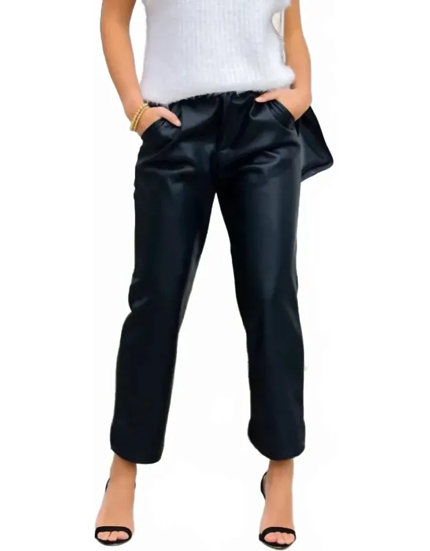 Pleat Crop Vegan Leather Pants