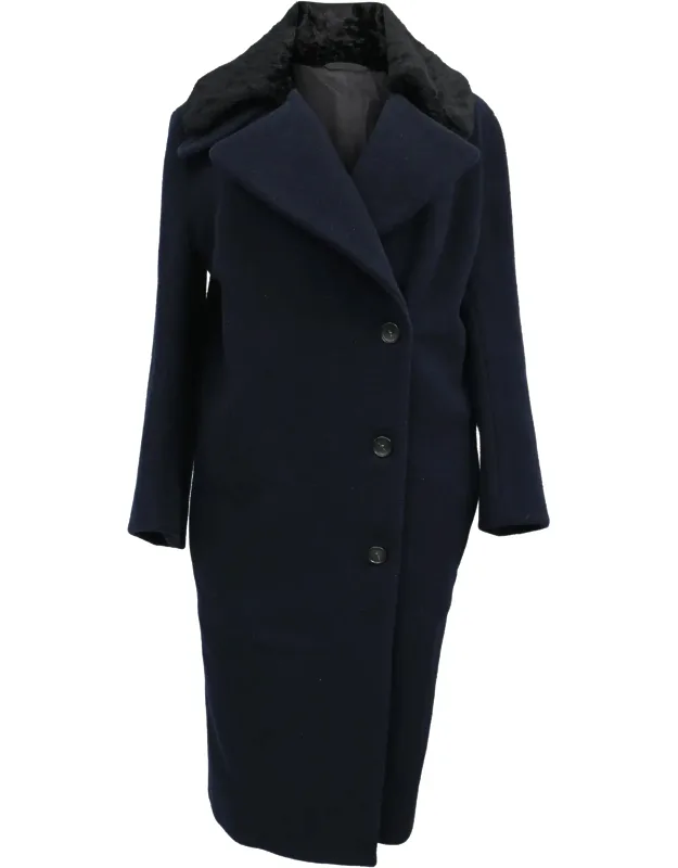 Era Single-breasted Faux Fur Collared Coat