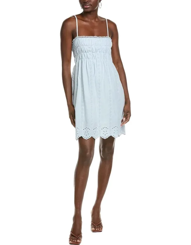 Eyelet Smocked Scallop Hem Dress