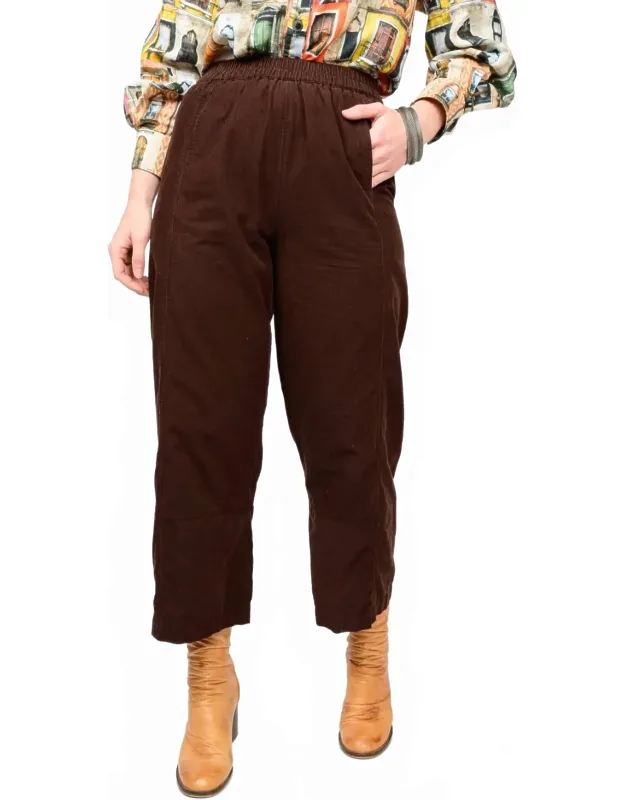 Pull On Barrel Pants With High Rise And Elastic Waistband