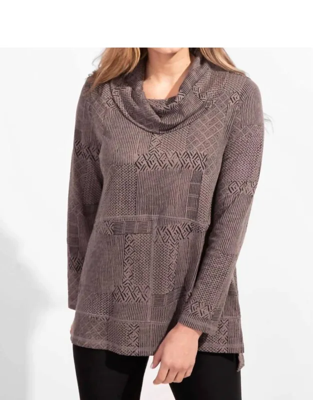 Printed Cowl Neck Top