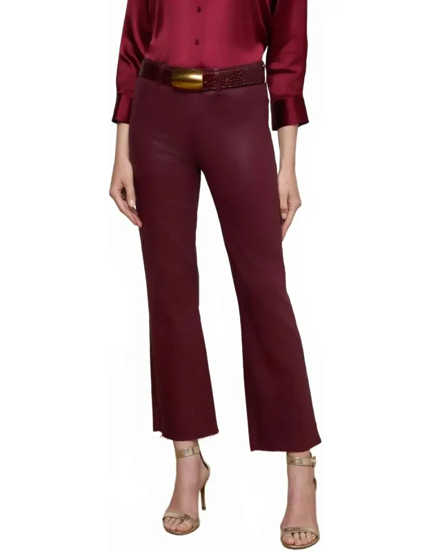 Kendra Coated Cropped Flare Jean - High-rise, Super Stretch Cotton Blend