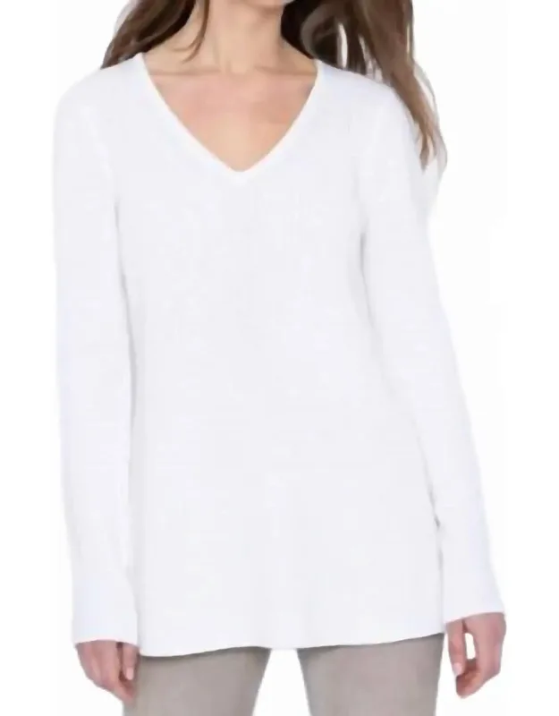 Cotton Easy Rib Vee Sweater