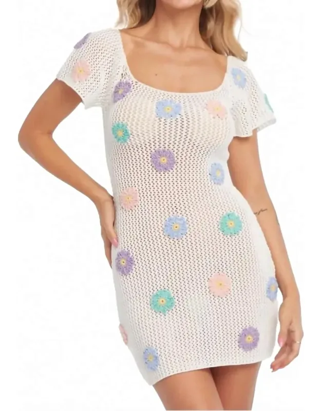 Daisy Crochet Mini Dress