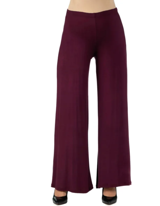 24seven Comfort Apparel Maternity Palazzo Pants With Stretchy Elastic Waist And Relaxed Fit