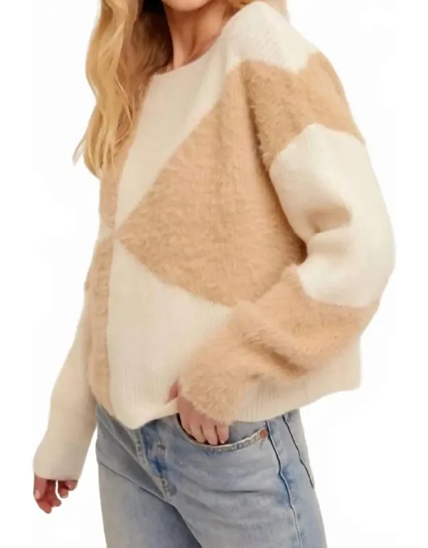 Fuzzy Color Block Sweater
