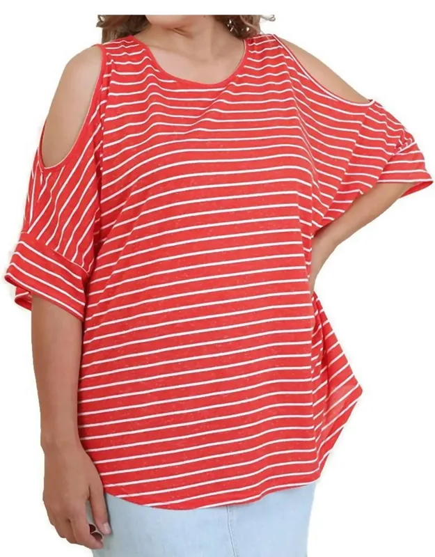 Striped Cold Shoulder Top