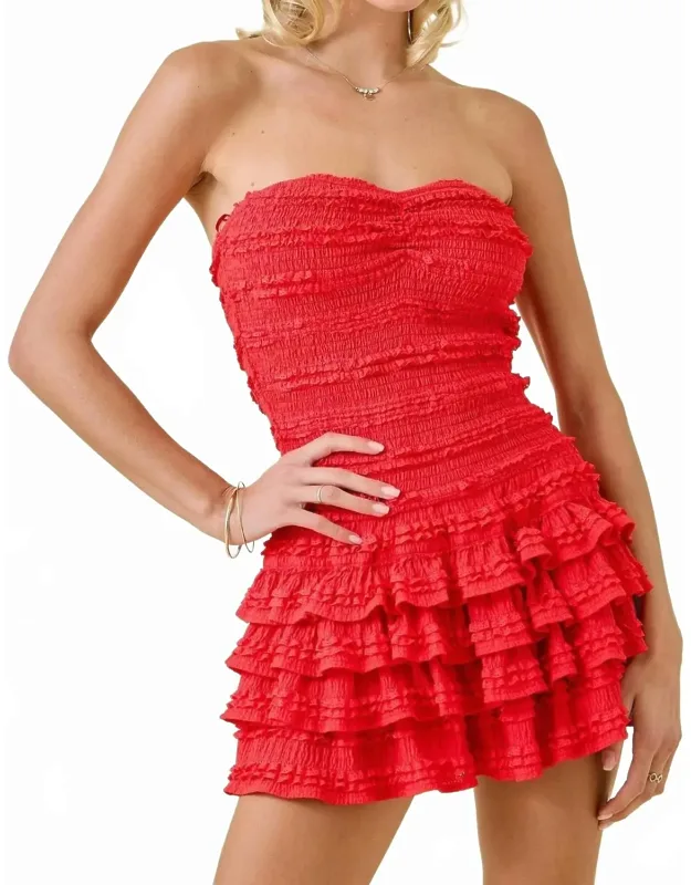 Strapless Smocked Ruffle Romper