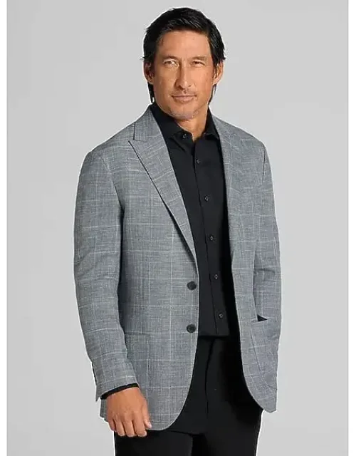 Big & Tall Slim Fit Windowpane Plaid Pick Stitch Sport Coat