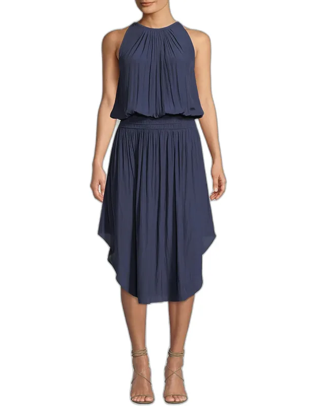 Sleeveless Blouson Midi Dress