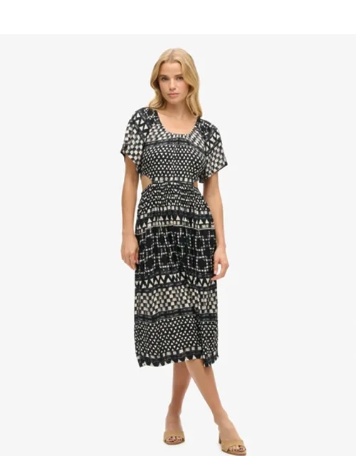 Printed Cut Out Midi Dress