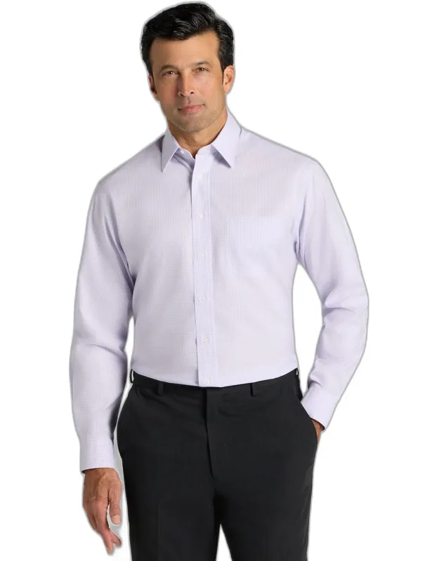 Traveler Collection Traditional Fit Point Collar Grid Dress Shirt