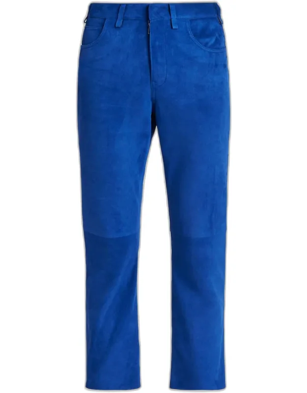 Lamb Suede Slim-leg Ankle Pants
