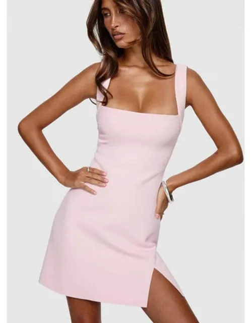 Bombshell Mini Dress With Split Detail And Square Neckline