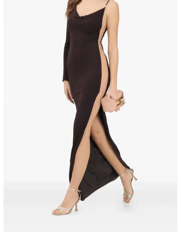 One-sleeve Slit Maxi Dress