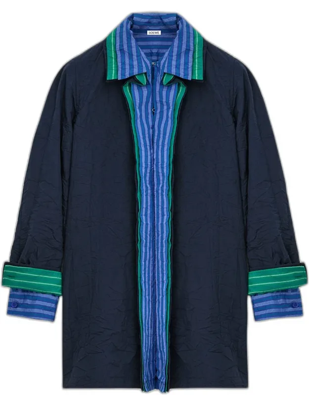 Layered Collar Long-sleeve Shirtdress