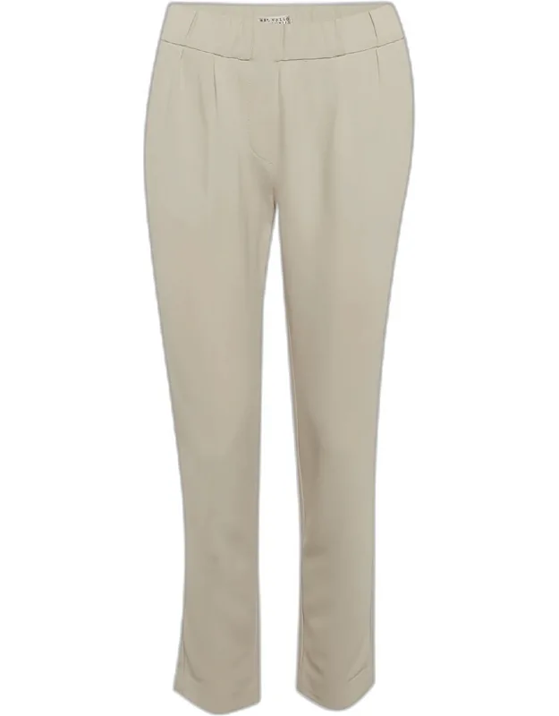 Light Grey Crepe Cropped Trousers