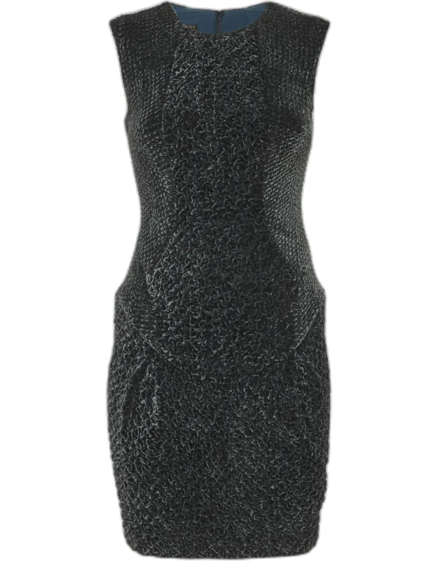 Velvet Smocking Textured Shift Mini Dress