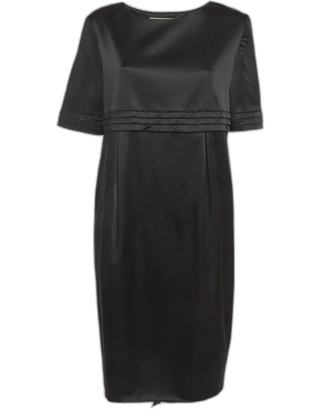 Satin Pleated Midi Dress