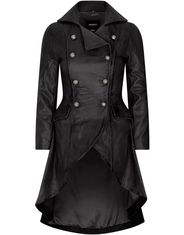 Gothic Tail Coat Double Breasted Leather Jacket