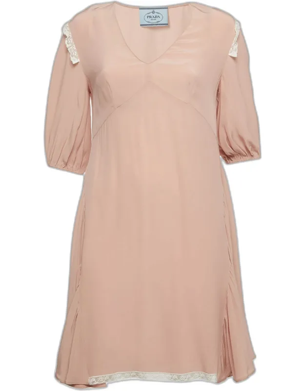 Silk Lace Insert Mini Dress