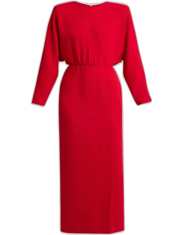Cutout Silk Column Maxi Dress