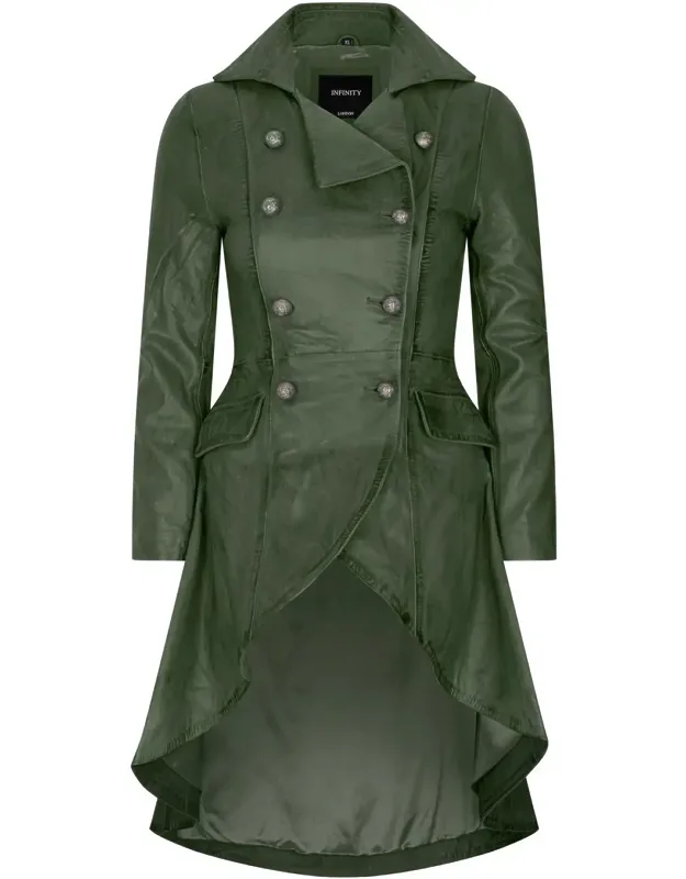 Gothic Tail Coat Double Breasted Leather Jacket