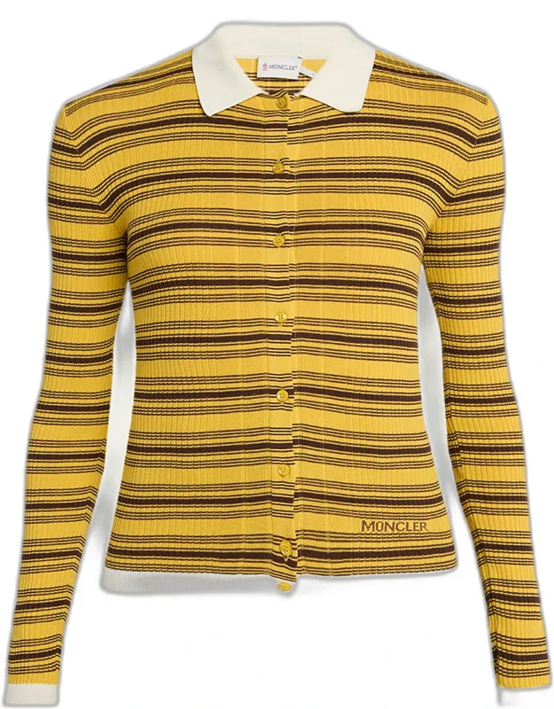 Stripe Long-sleeve Polo Cardigan