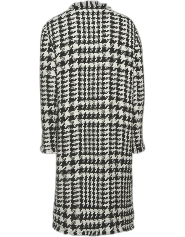 Monochrome Wool Houndstooth Trench Coat